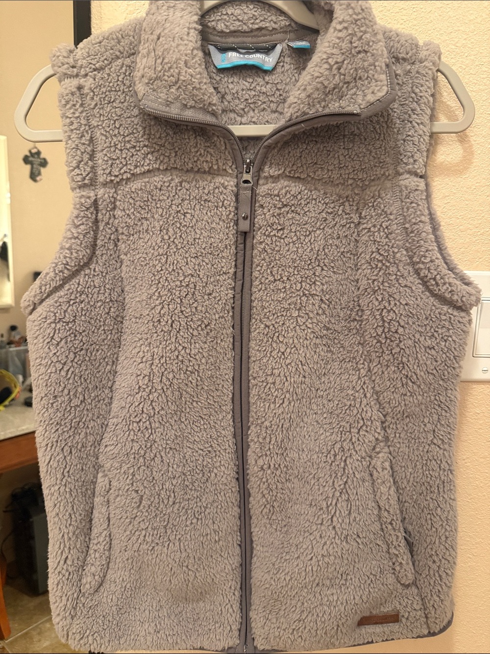 Free Country Taupe Sherpa Fleece Women Vest